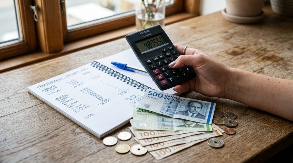 Close-up fotorealistic image of a hand holding a calculator