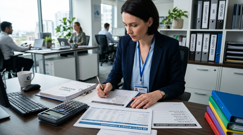 Close-up professional image of a business manager or safety 